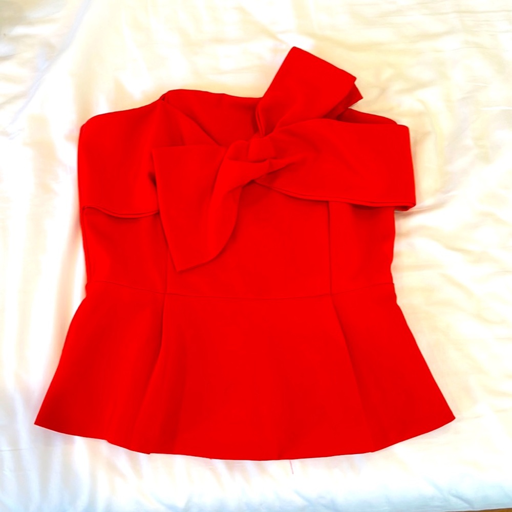 Adelyn Rae strapless red bow top